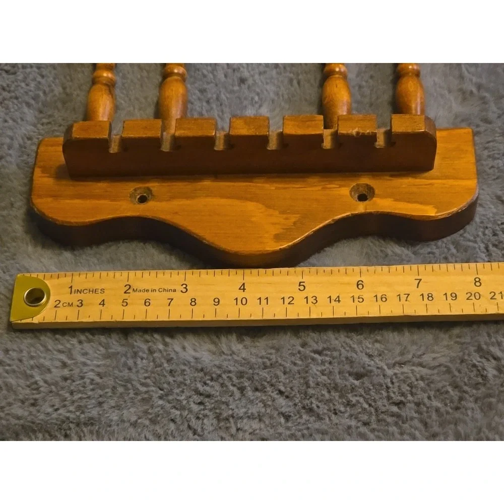 Vintage Wood Souvenir Spoon Display Rack Wall Hanging 12 Slot Holder 12x8 Oak